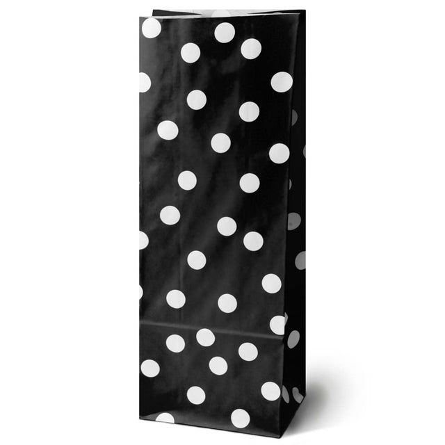 Papiertüten ohne Griff 100x70x280mm mit Tupfen - Schwarz - 10 Stück