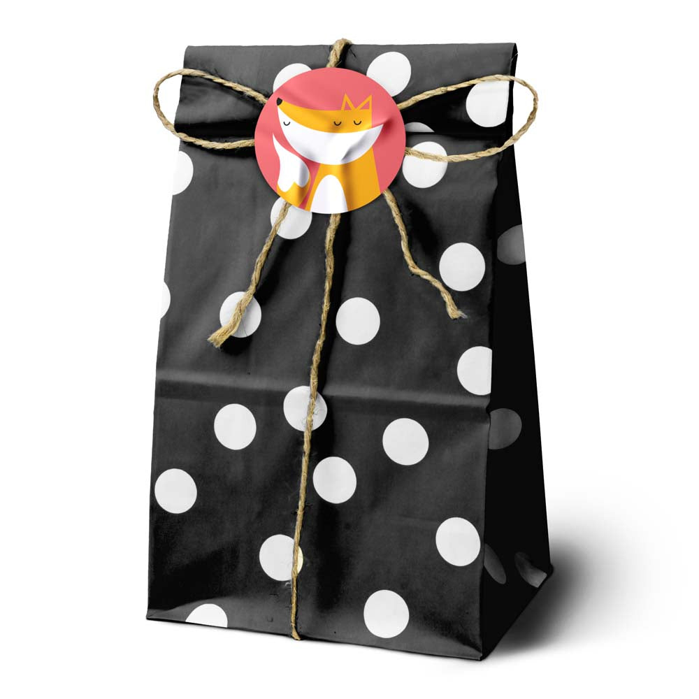 Papiertüten ohne Griff 100x70x280mm mit Tupfen - Schwarz - 10 Stück