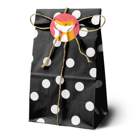 Papiertüten ohne Griff 100x70x280mm mit Tupfen - Schwarz - 10 Stück