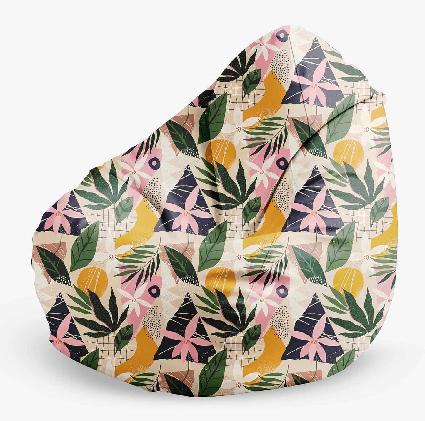 Bean Bag Sitzsack, 80 x 80 x 120 cm, Sitzkissen, mit Tragegriff Boden, Sitzsack Bubibag mit Füllung Vintage Mix