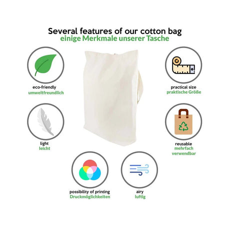 Baumwolltasche Ecru 380x80x420 mm 145 g Griff: 70 cm