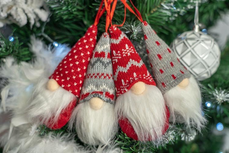 Christbaumanhänger Deko-Anhänger aus Filz set 4er Weihnachtswichtel