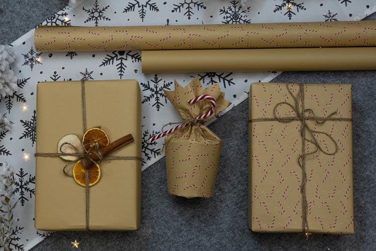 Geschenkpapier weihnachten 70cm/5m Kraft - AllBags