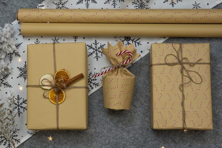 Geschenkpapier weihnachten 70cm/5m Kraft - AllBags