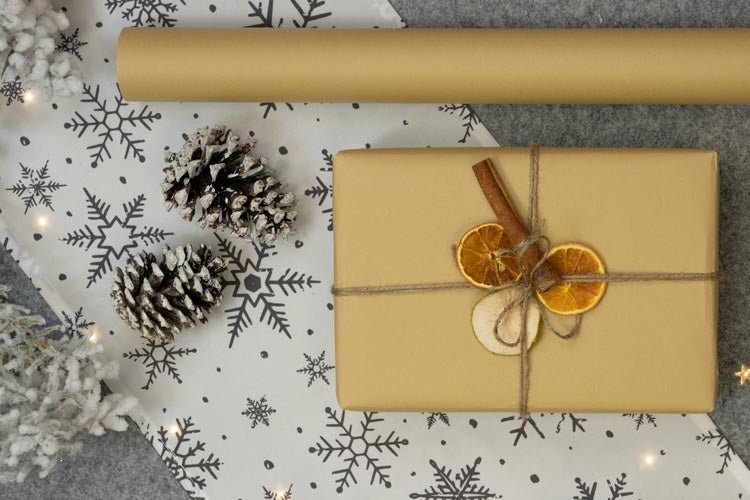 Geschenkpapier weihnachten 70cm/5m Kraft - AllBags