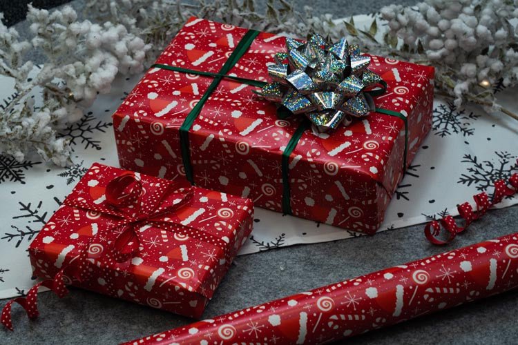 Geschenkpapier weihnachten 70cm/5m Nikolausmütze - AllBags