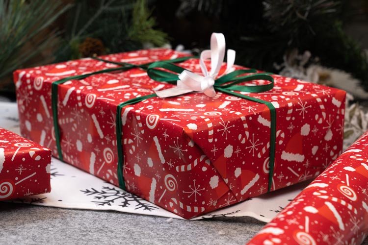 Geschenkpapier weihnachten 70cm/5m Nikolausmütze - AllBags