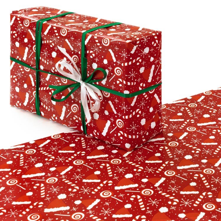 Geschenkpapier weihnachten 70cm/5m Nikolausmütze