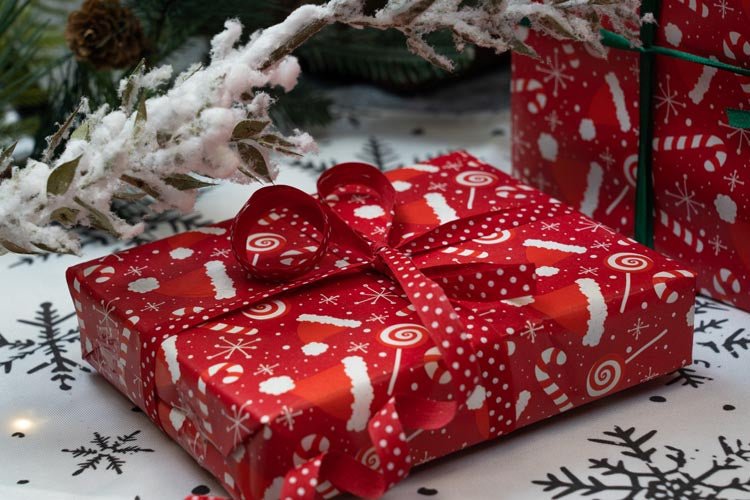 Geschenkpapier weihnachten 70cm/5m Nikolausmütze - AllBags