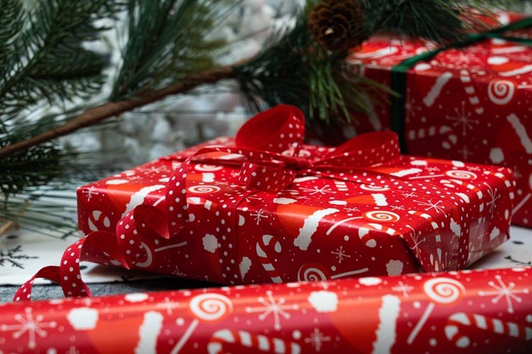 Geschenkpapier weihnachten 70cm/5m Nikolausmütze - AllBags