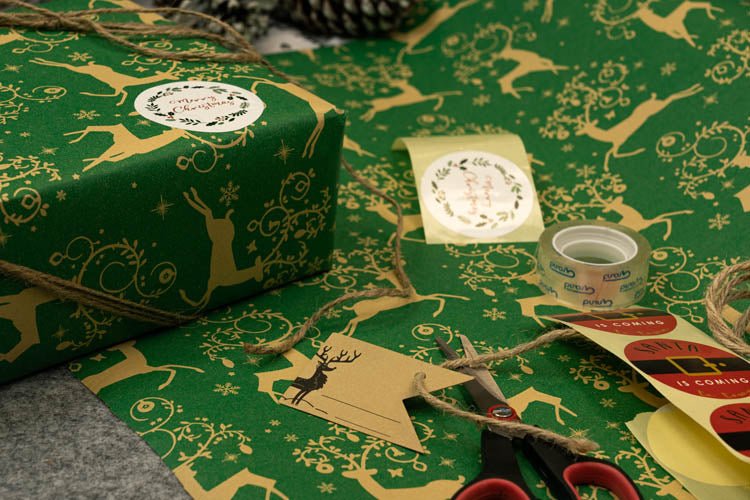 Geschenkpapier weihnachten 70cm/5m Rentier - AllBags