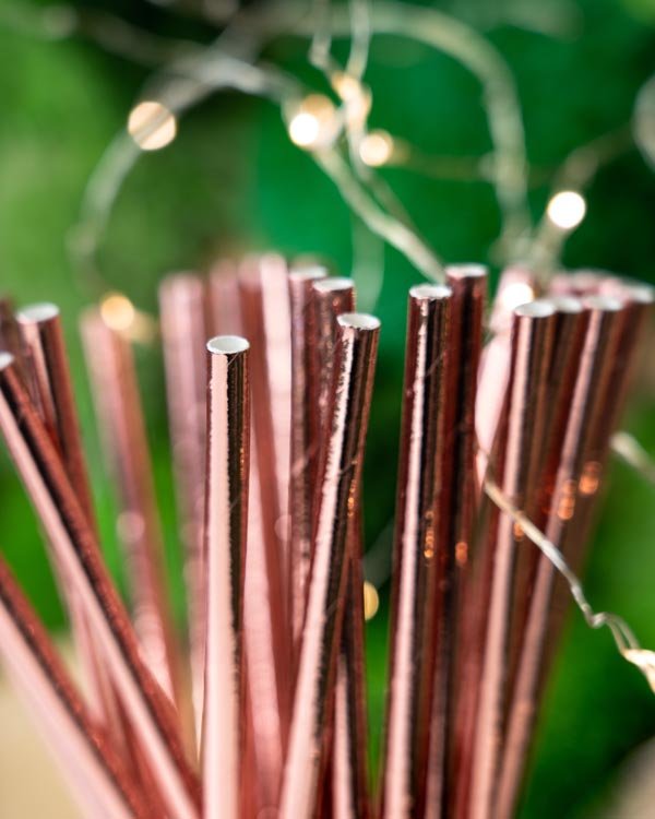 Papierstrohhalme Glänzendes Roségold 250 Stück