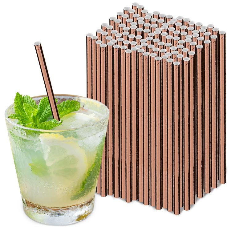 Papierstrohhalme Glänzendes Roségold 250 Stück
