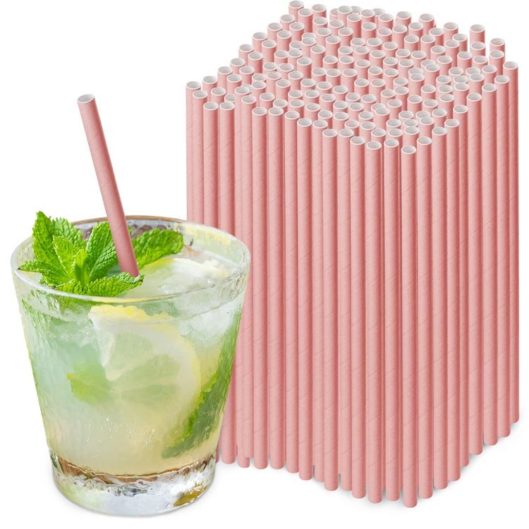 Papierstrohhalme Rosa 250 Stück - AllBags