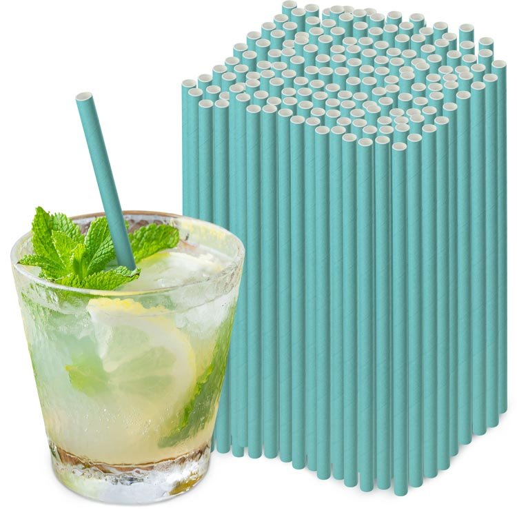 Papierstrohhalme Türkis 250 Stück