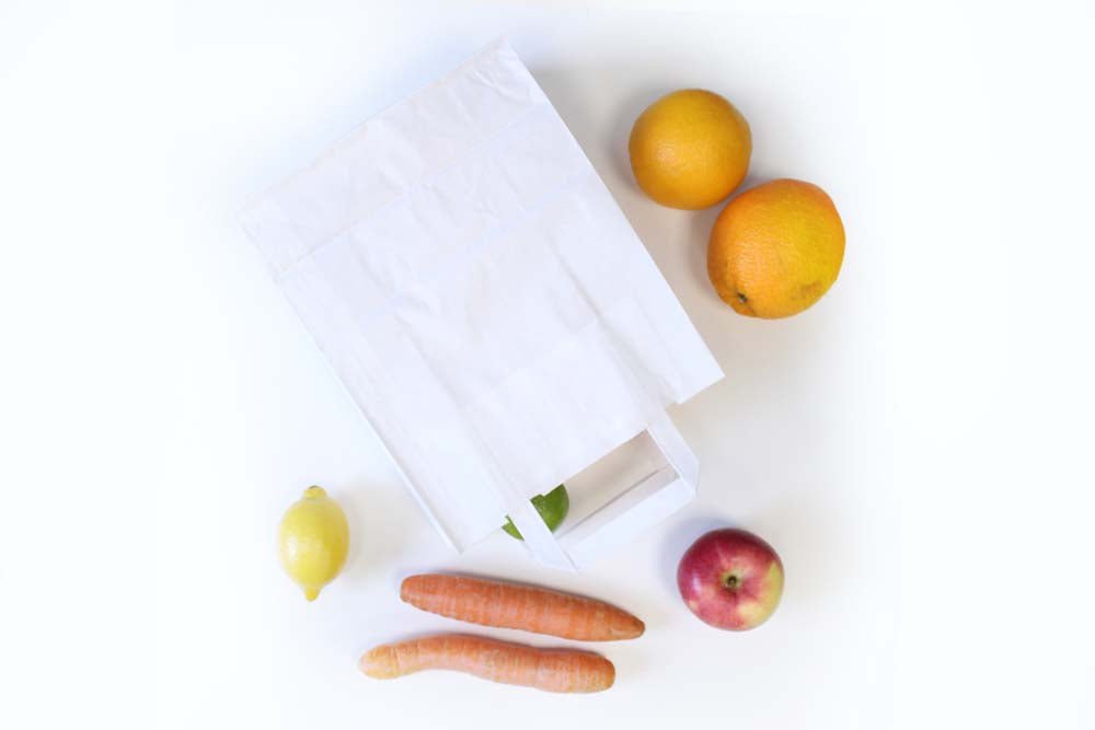 Papiertüte 32+16x43cm mit flachem Griff - Weiß - AllBags