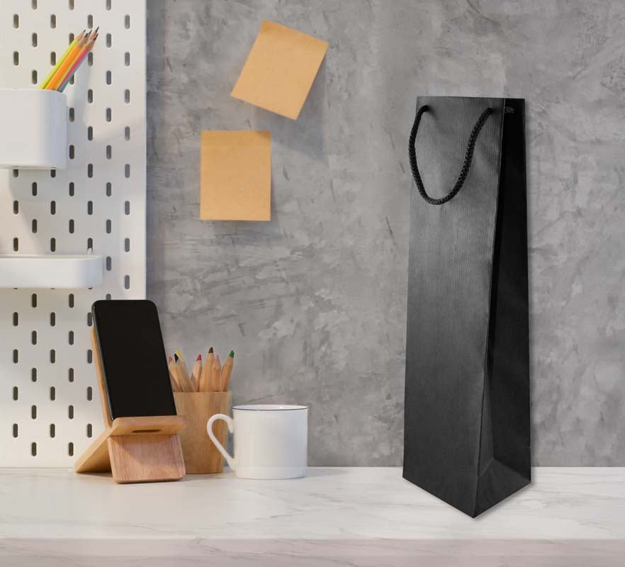 Papiertüte eco prestige 11+9x40cm Schwarz - AllBags