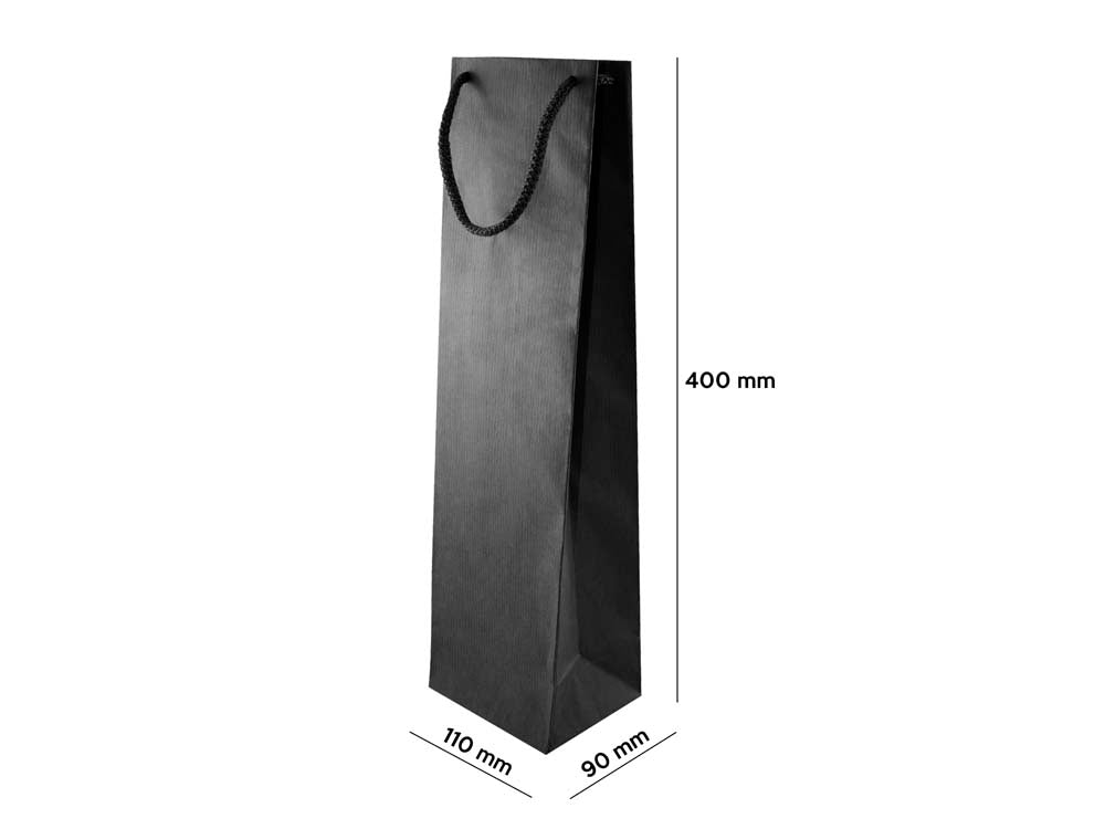 Papiertüte eco prestige 11+9x40cm Schwarz - AllBags