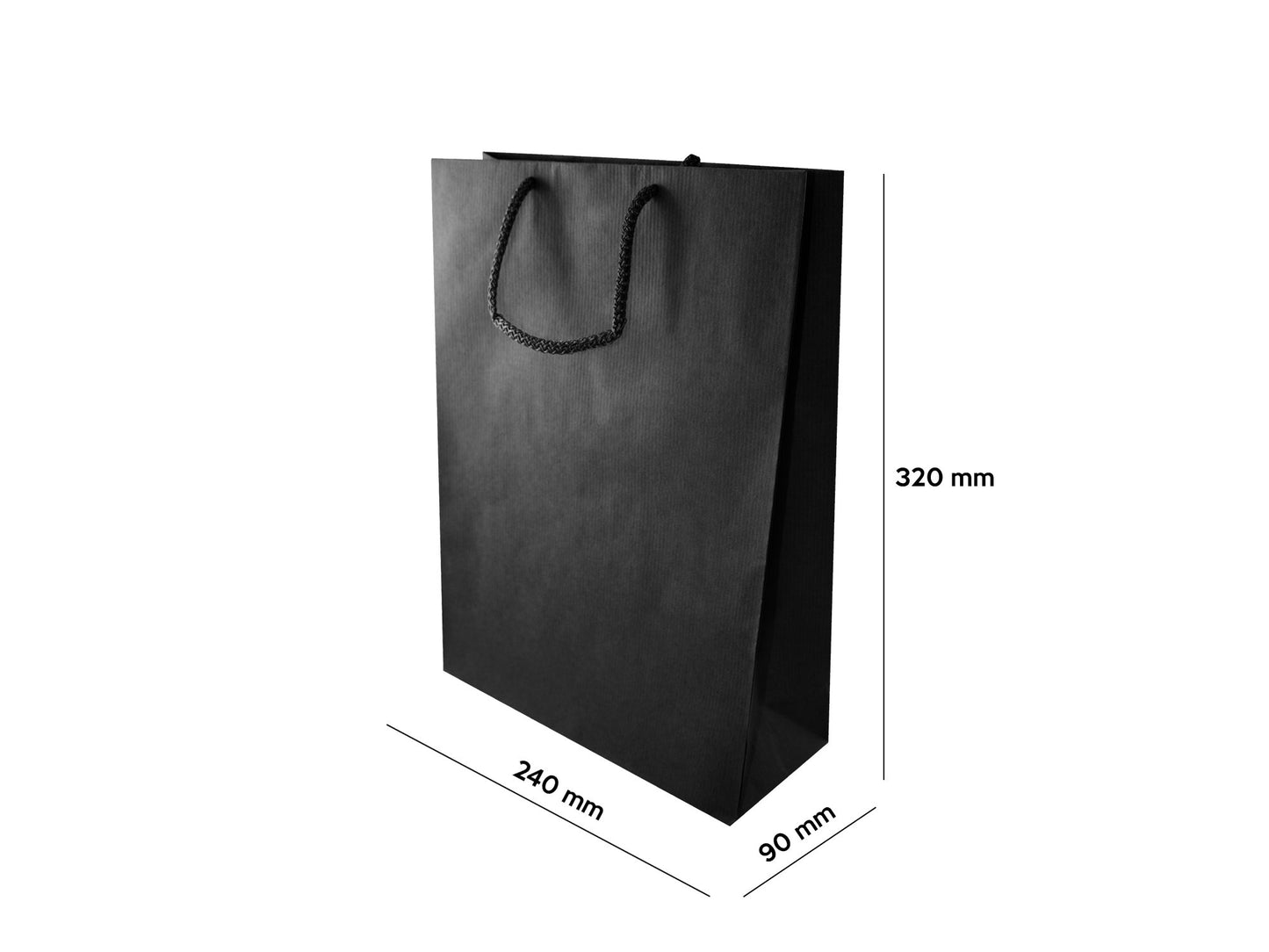 Papiertüte eco prestige 24+9x32cm Schwarz - AllBags