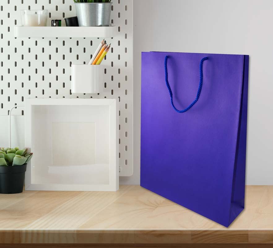 Papiertüte eco prestige 30+10x40cm Marineblau - AllBags