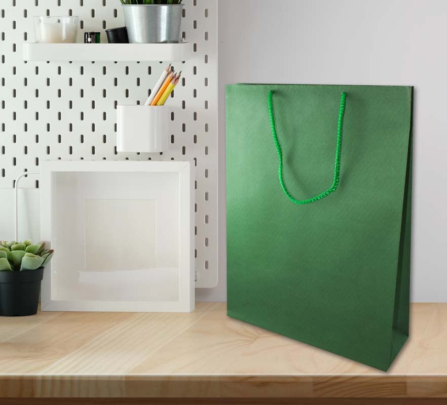 Papiertüte eco prestige 30x10x40cm Dunkelgrün - AllBags