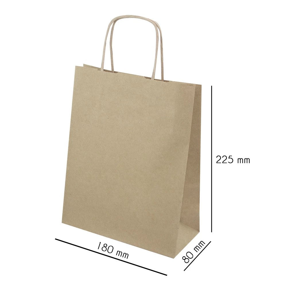 Papiertüte mit gedrehtem Griff 18+8x22,5cm Braun - AllBags
