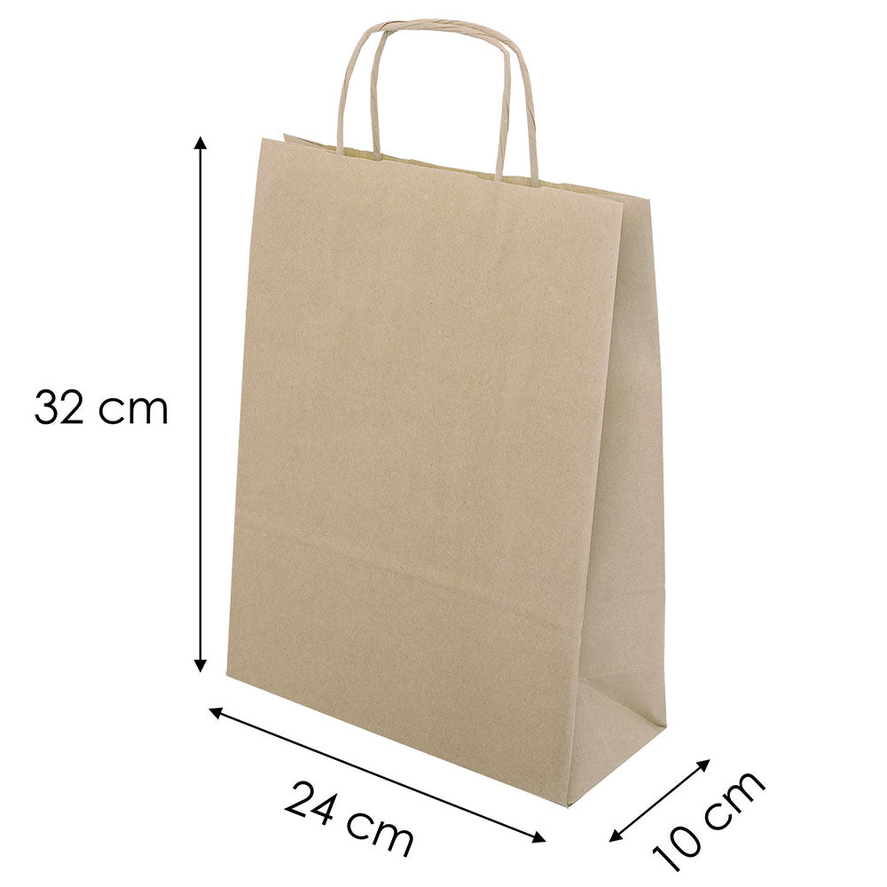 Papiertüte mit gedrehtem Griff 24+10x32cm Braun - AllBags