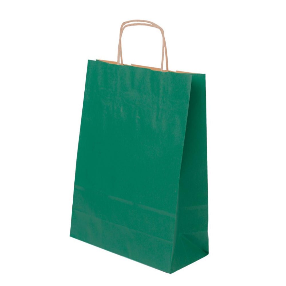 Papiertüte mit gedrehtem Griff 24+10x32cm Dunkelgrün - AllBags