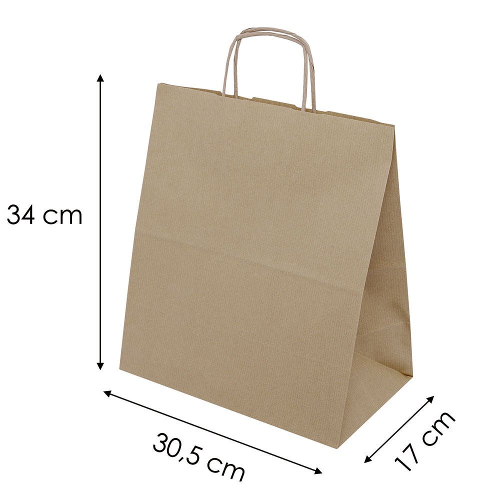 Papiertüte mit gedrehtem Griff 30,5+17x34cm Braun - AllBags
