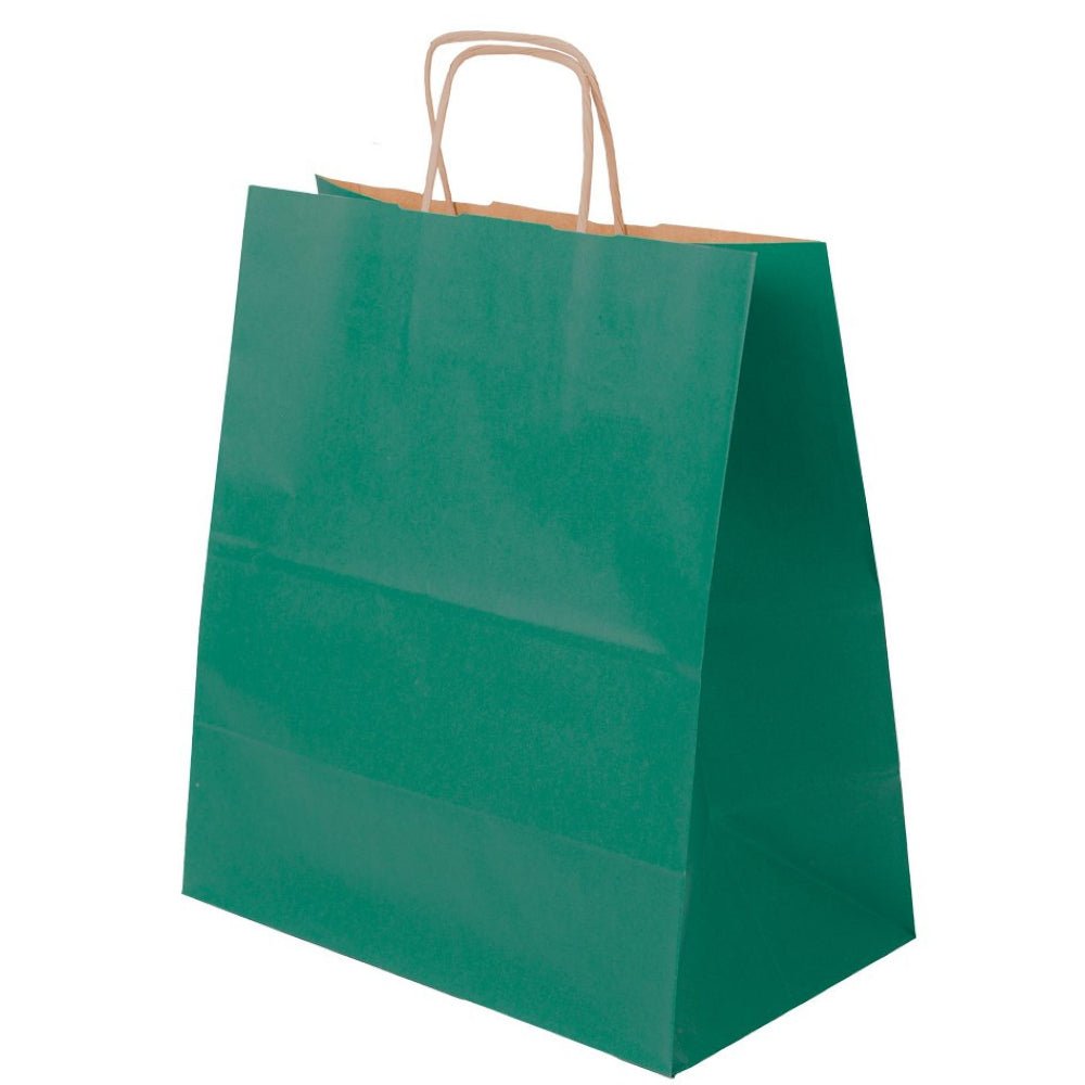 Papiertüte mit gedrehtem Griff 30,5+17x34cm Dunkelgrün - AllBags
