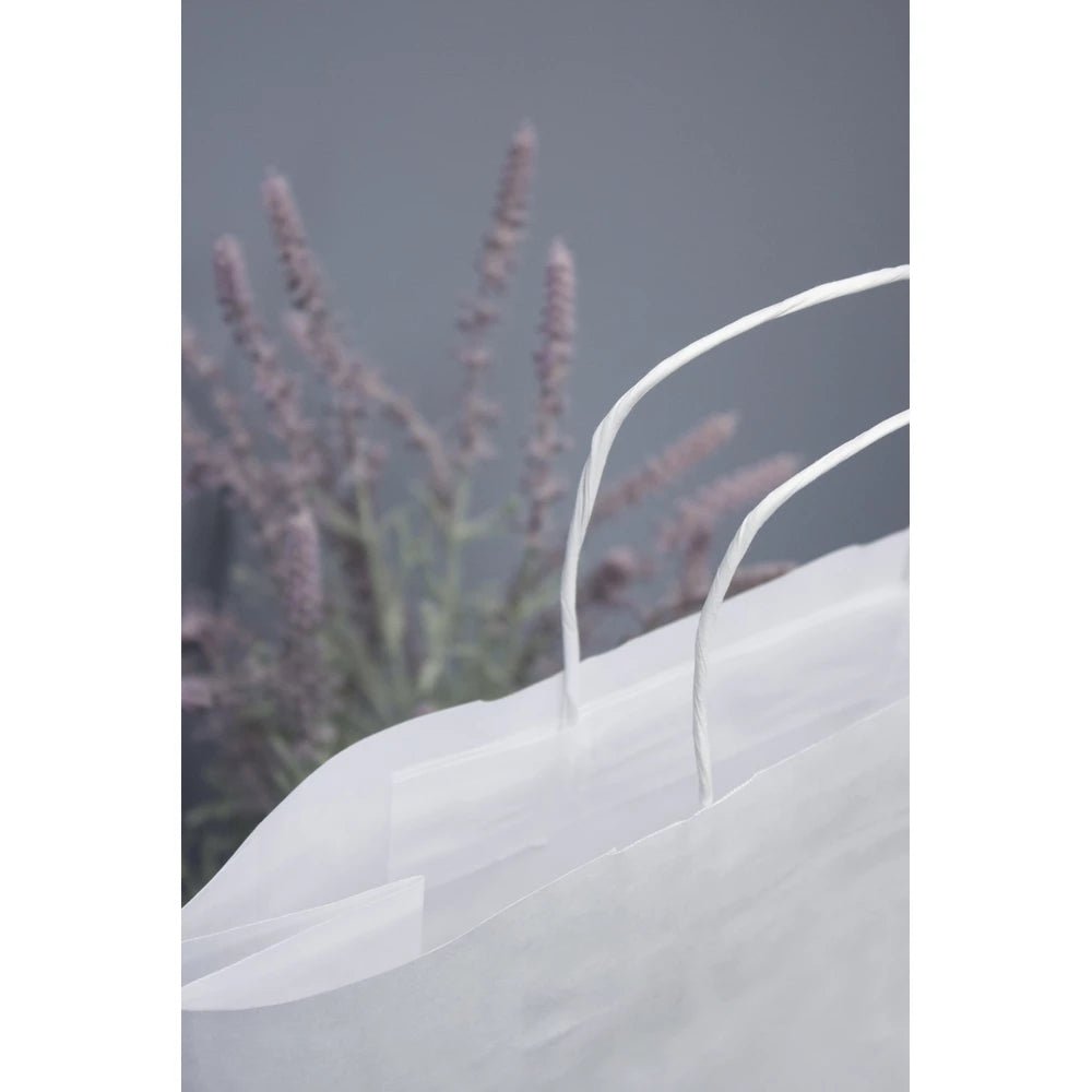Papiertüte mit gedrehtem Griff 33+12x50cm Weiß - AllBags