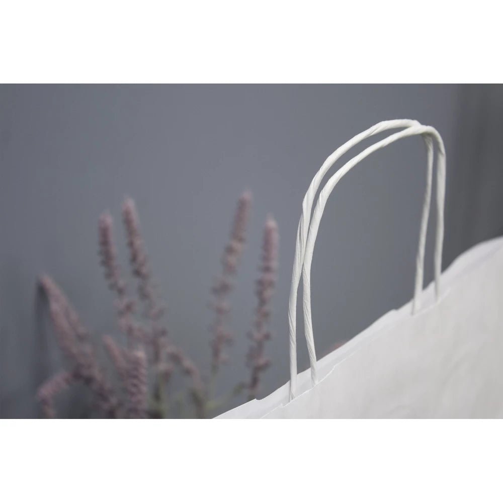 Papiertüte mit gedrehtem Griff 33+12x50cm Weiß - AllBags