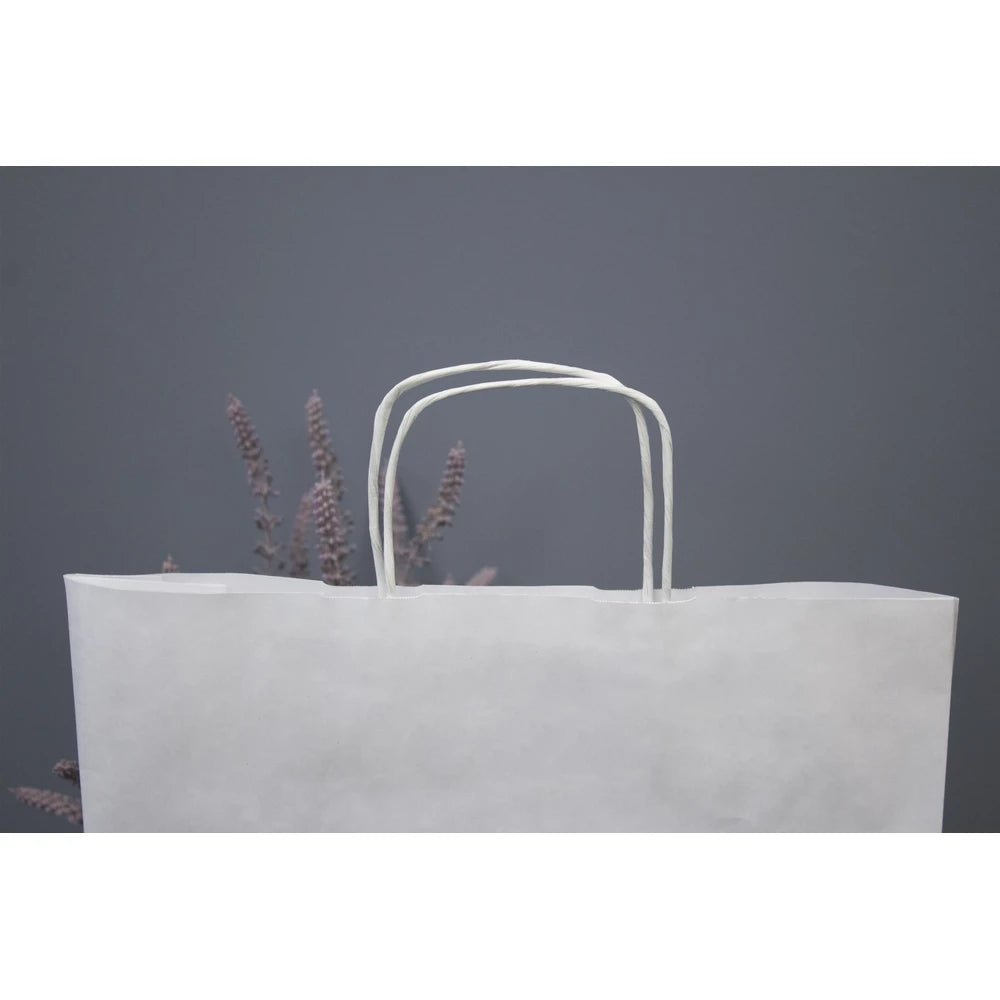 Papiertüte mit gedrehtem Griff 33+12x50cm Weiß - AllBags