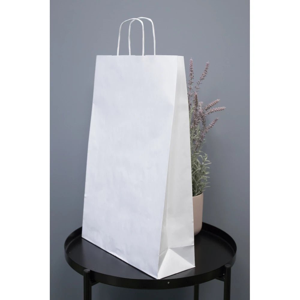Papiertüte mit gedrehtem Griff 33+12x50cm Weiß - AllBags