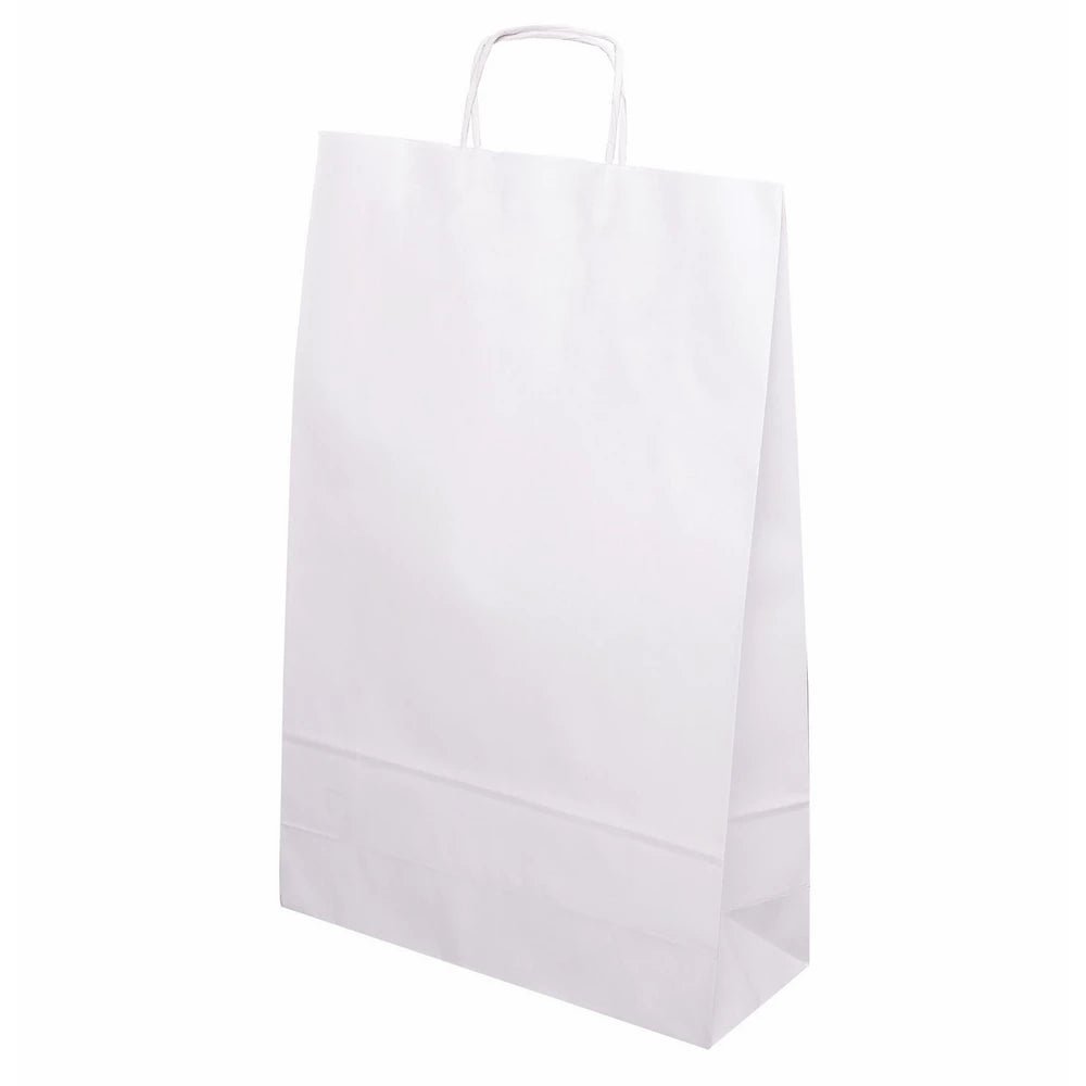 Papiertüte mit gedrehtem Griff 33+12x50cm Weiß - AllBags