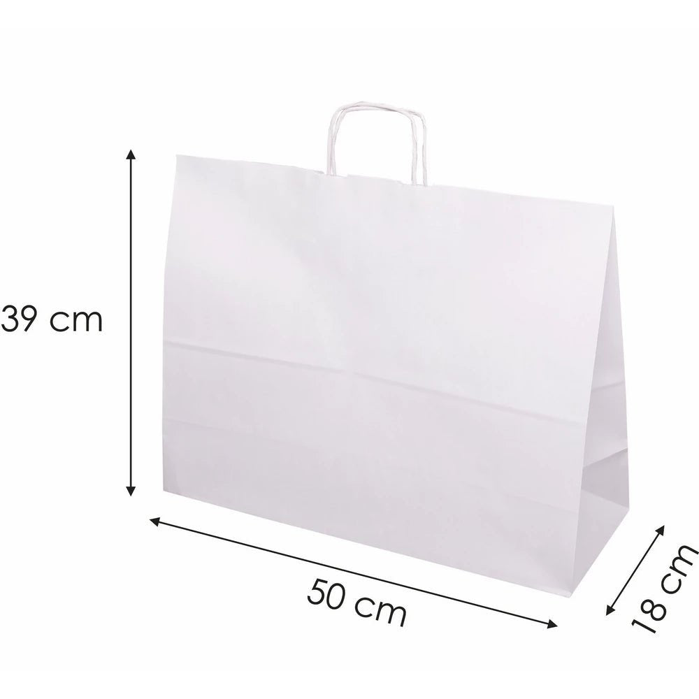 Papiertüte mit gedrehtem Griff 50+18x39cm Weiß - AllBags