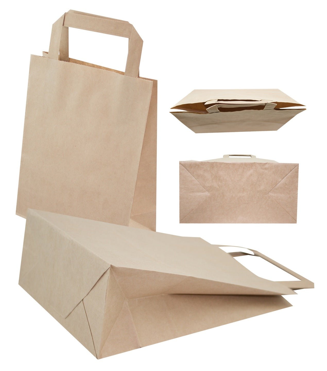 Papiertüten 18+8x23 cm mit flachem Griff - BRAUN - AllBags