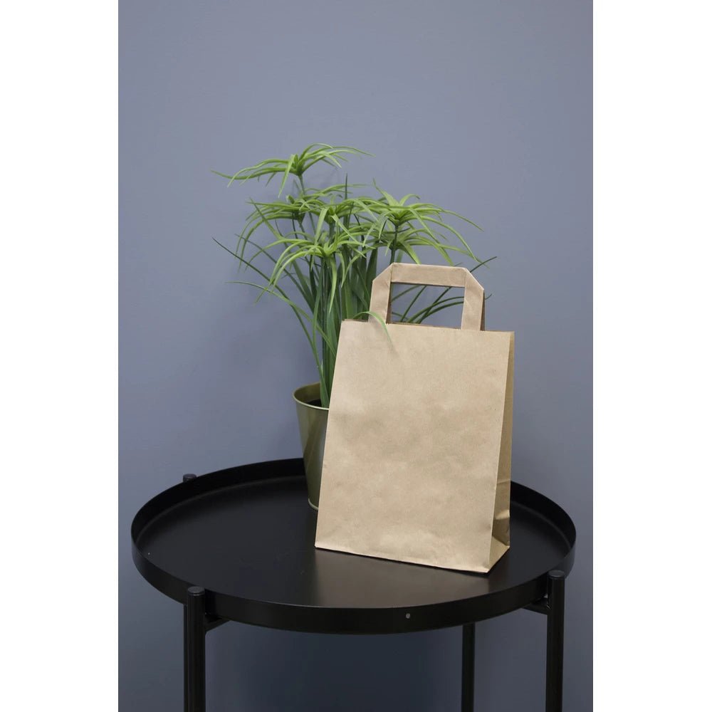 Papiertüte mit flachem Griff 220x110x245mm Braun