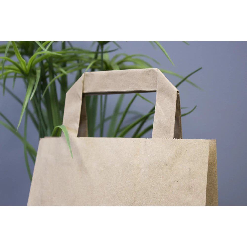 Papiertüte mit flachem Griff 220x110x245mm Braun