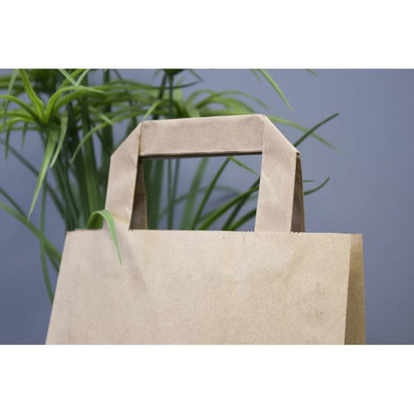 Papiertüte mit flachem Griff 220x110x245mm Braun