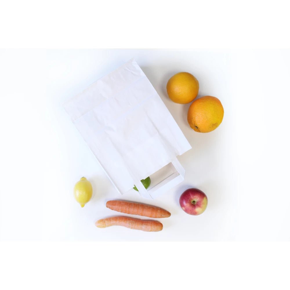 Papiertüten 22+11x24,5cm mit flachem Griff - WEIß - AllBags