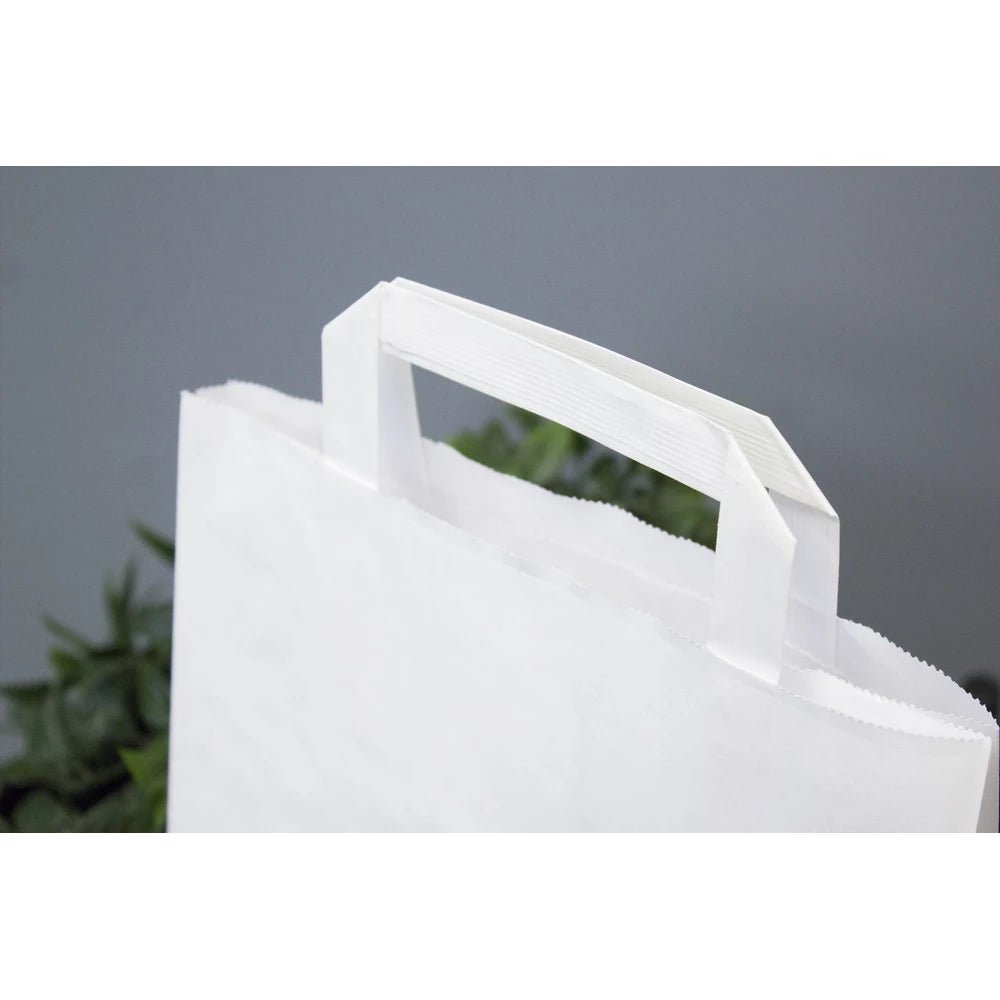 Papiertüten 22+11x24,5cm mit flachem Griff - WEIß - AllBags