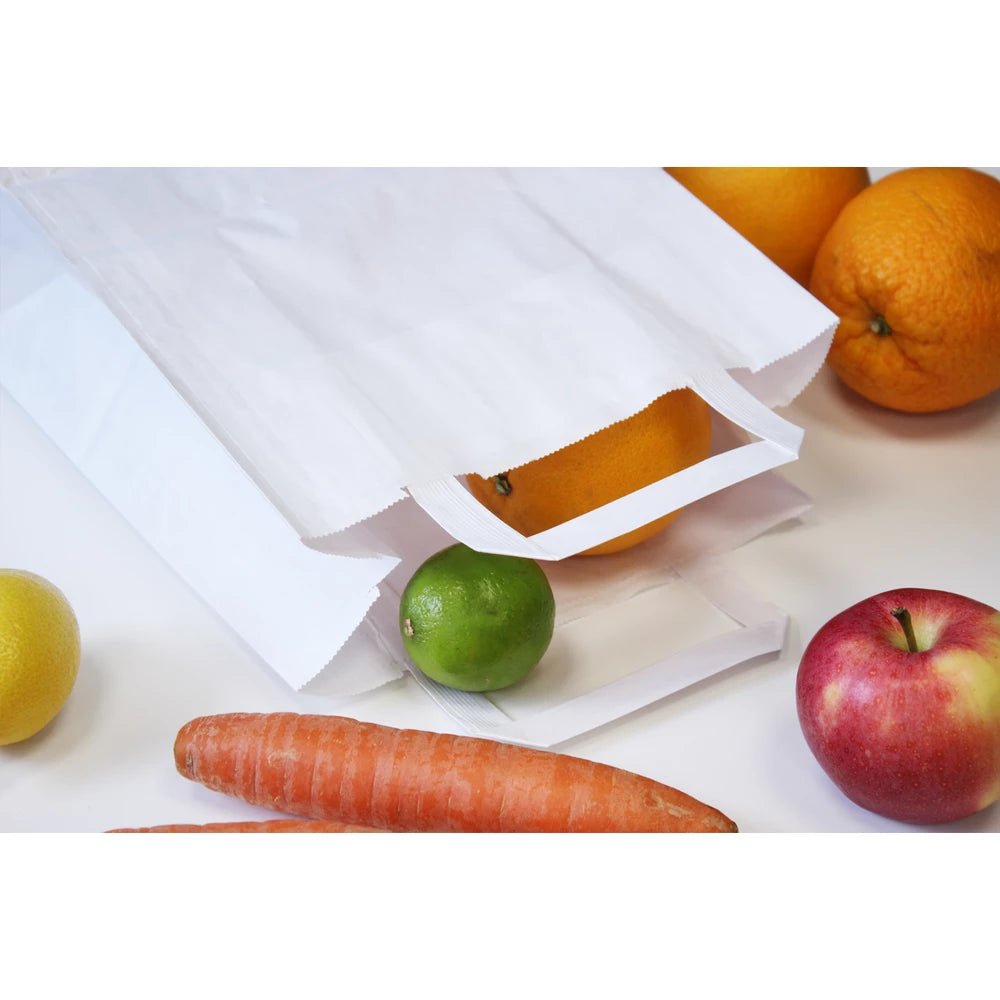 Papiertüten 22+11x24,5cm mit flachem Griff - WEIß - AllBags