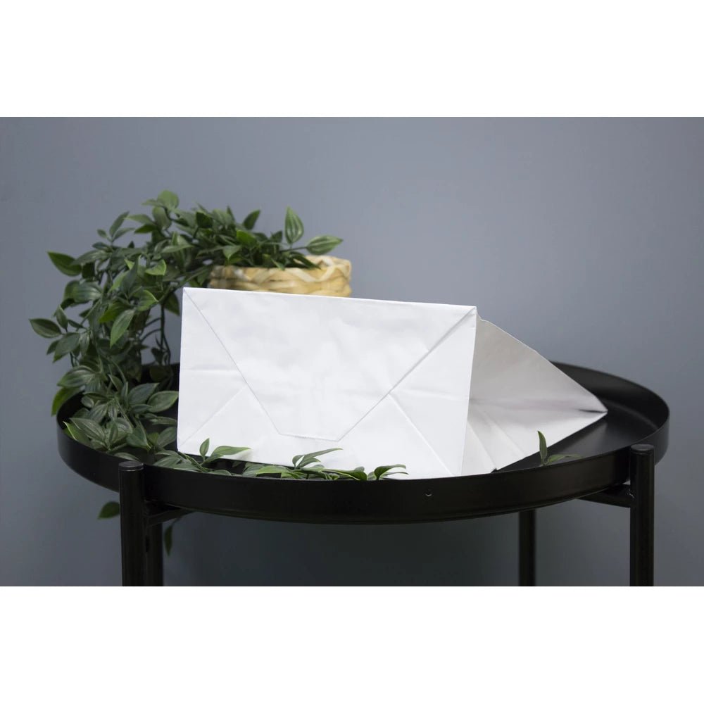 Papiertüten 22+11x24,5cm mit flachem Griff - WEIß - AllBags