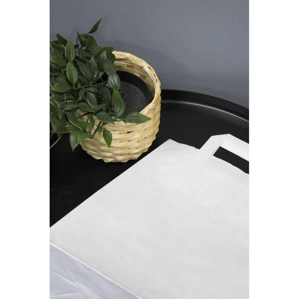 Papiertüten 22+11x24,5cm mit flachem Griff - WEIß - AllBags