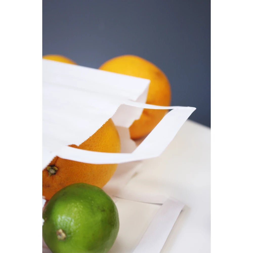 Papiertüten 22+11x24,5cm mit flachem Griff - WEIß - AllBags