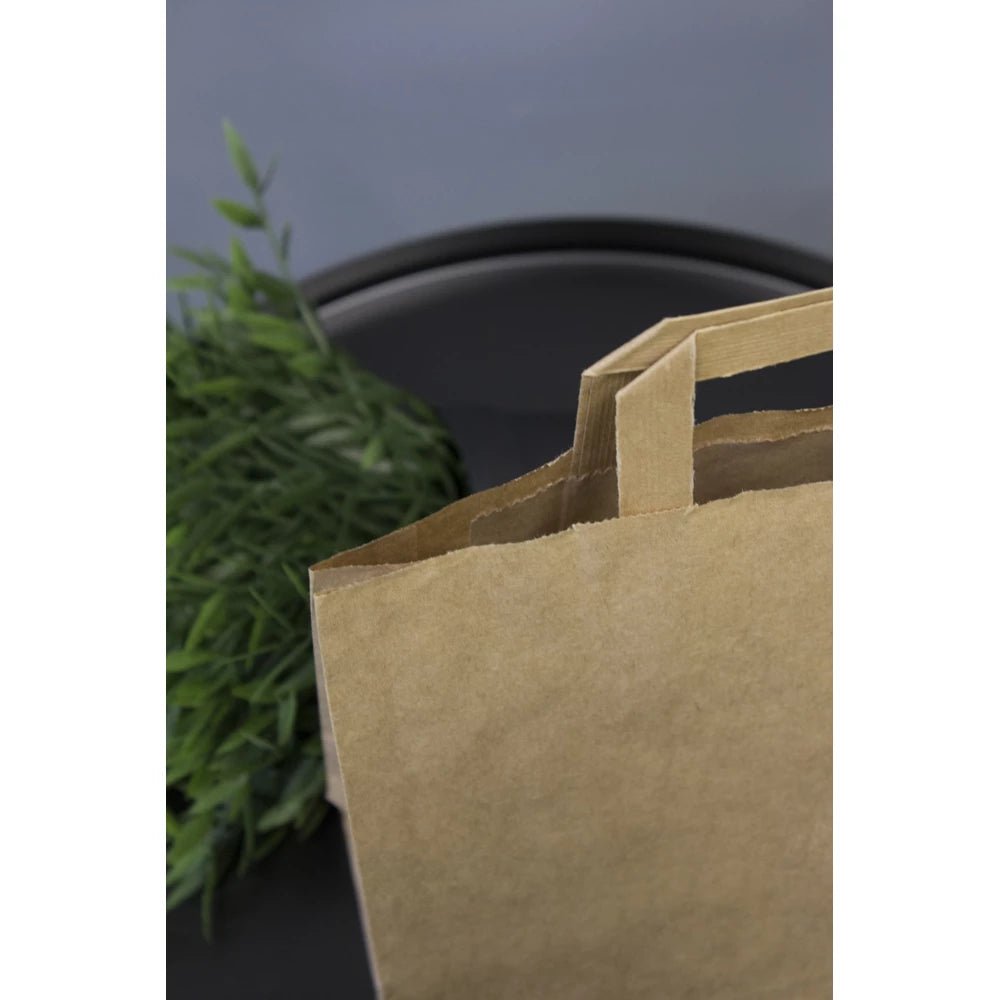 Papiertüten 32+14x42cm mit flachem Griff - Braun - AllBags