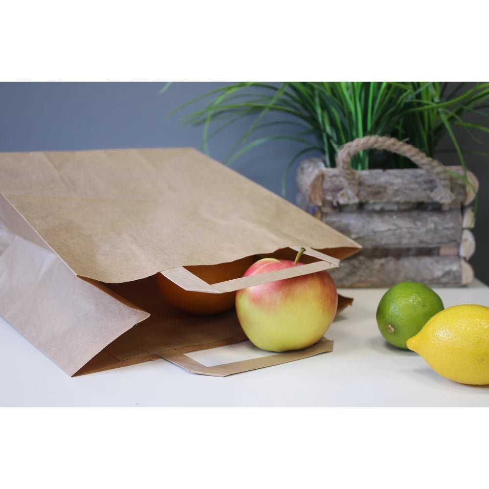 Papiertüten 32+14x42cm mit flachem Griff - Braun - AllBags