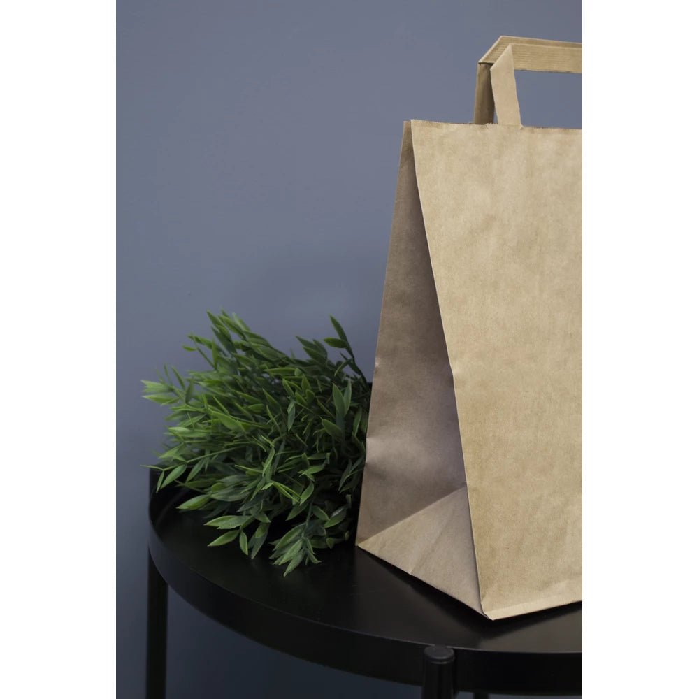 Papiertüten 32+14x42cm mit flachem Griff - Braun - AllBags
