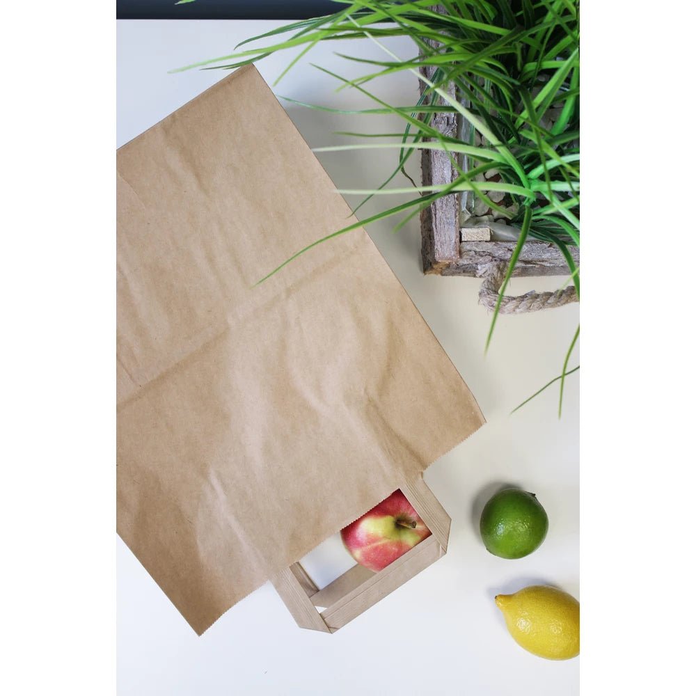 Papiertüten 32+14x42cm mit flachem Griff - Braun - AllBags
